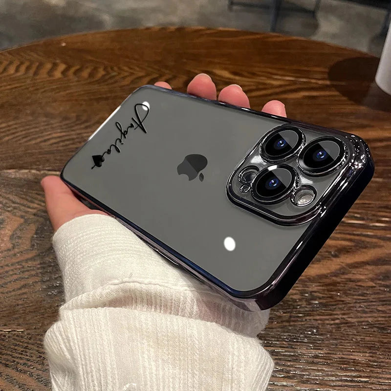 15 16 Pro Max Personalised Customized Name Case for Iphone 16 15 14 13 12 11 Pro Max Plating Transparent Clear Cover 16 Pro Max